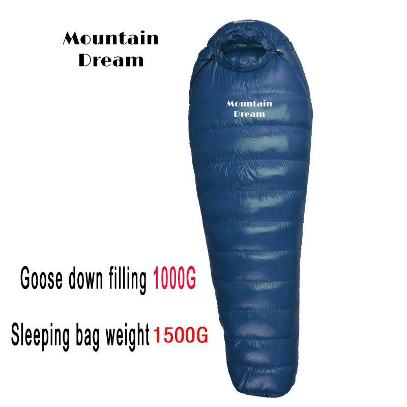 Adult Winter down Sleeping Bag Mummy Style Warm White Goose down for Comfortable Temperature Scale -10℃~-20℃ Nylon Fabric