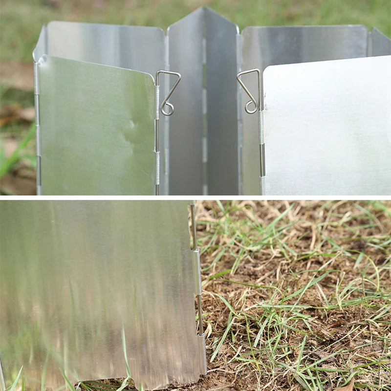 Outdoor Stove Wind Shield Camping Windscreen 9 Plates Foldable Gas Cookers