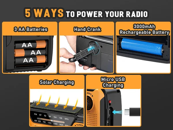 Solar Power Radio Hand Crank Charging