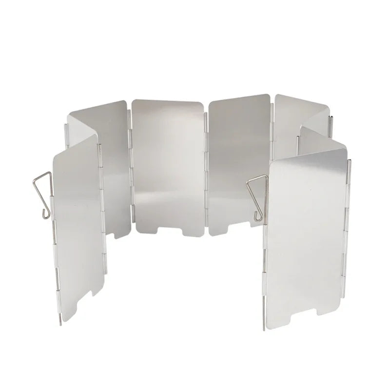 Outdoor Stove Wind Shield Camping Windscreen 9 Plates Foldable Gas Cookers