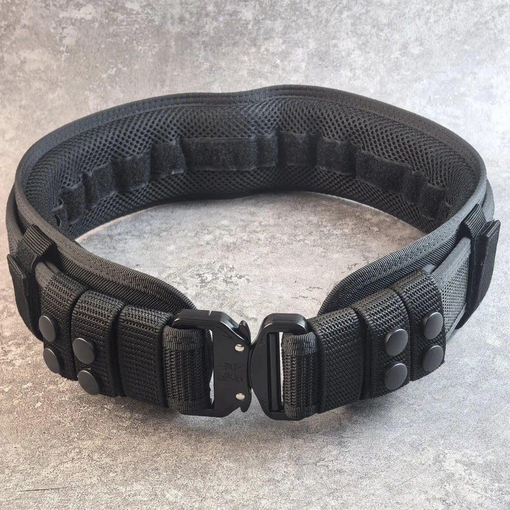 Men's Tactical Hard Waistband with Alloy Buckle Multifunctional Training Belt Extended Armed Workwear Black Solid Spring-Fall