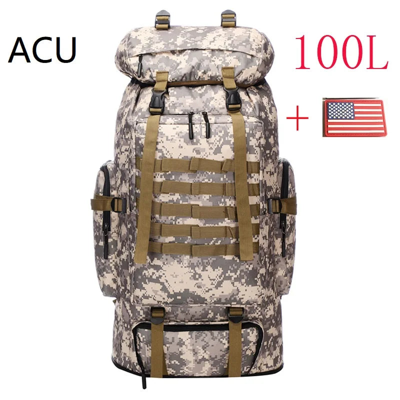 80L/100L  Mountaineering Bag Climb Bag Tactical Large Backpack Outdoors