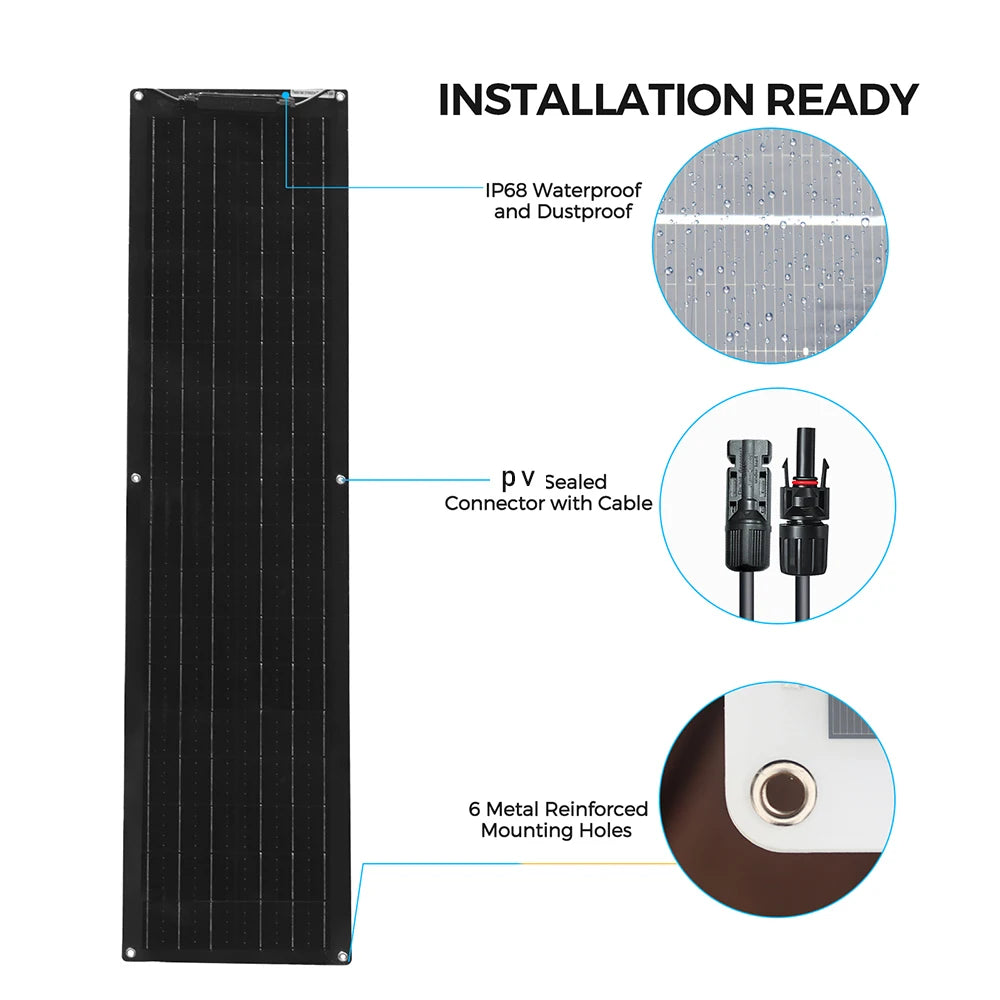 WUZECK Flexible Solar Panel kit 50 Watt  PV Module 100 Watt 12V 24V