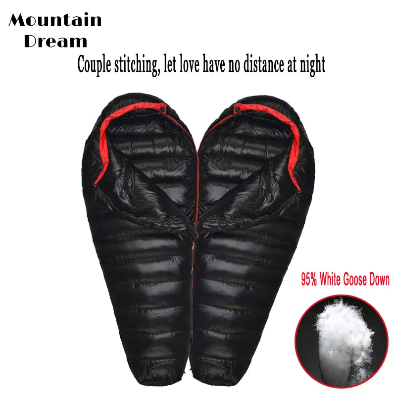 Adult Winter down Sleeping Bag Mummy Style Warm White Goose down for Comfortable Temperature Scale -10℃~-20℃ Nylon Fabric