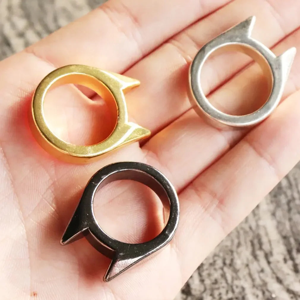 Rings Broken Window Cat's Ear Safety Survival Metal Defense Ring