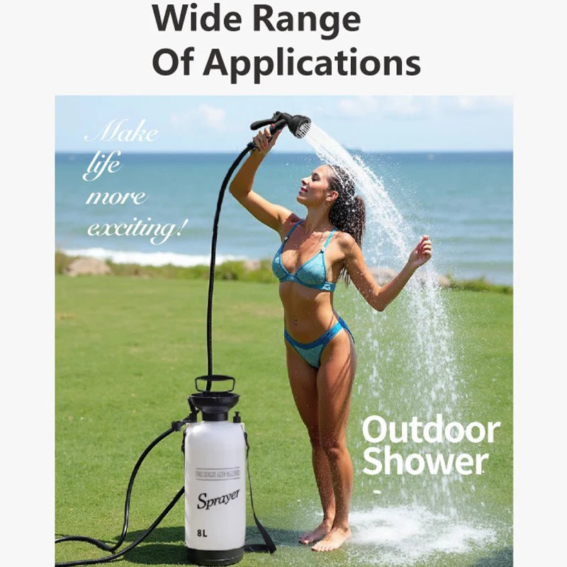 1PCS Portable Manual Camping Shower 3/5/8L Multi-functional Pump for Pet Bath Car Wash Outdoor Shower Tool with 3m Hose