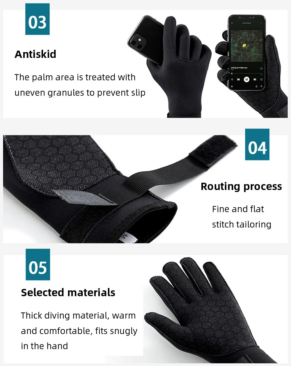 3mm Wetsuit Gloves Thermal Anti Slip