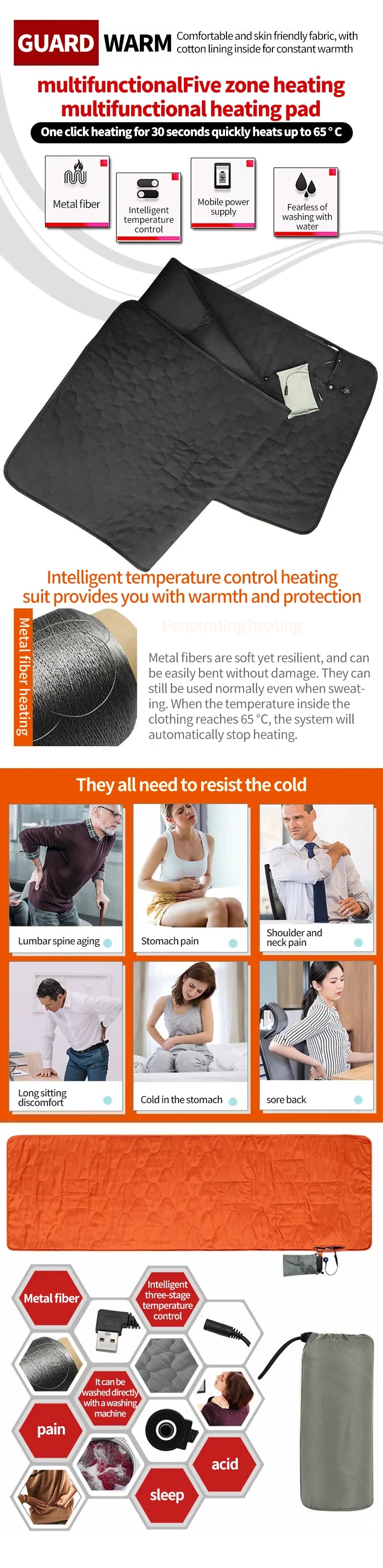 Outdoor Camping USB Heating Sleeping Mat