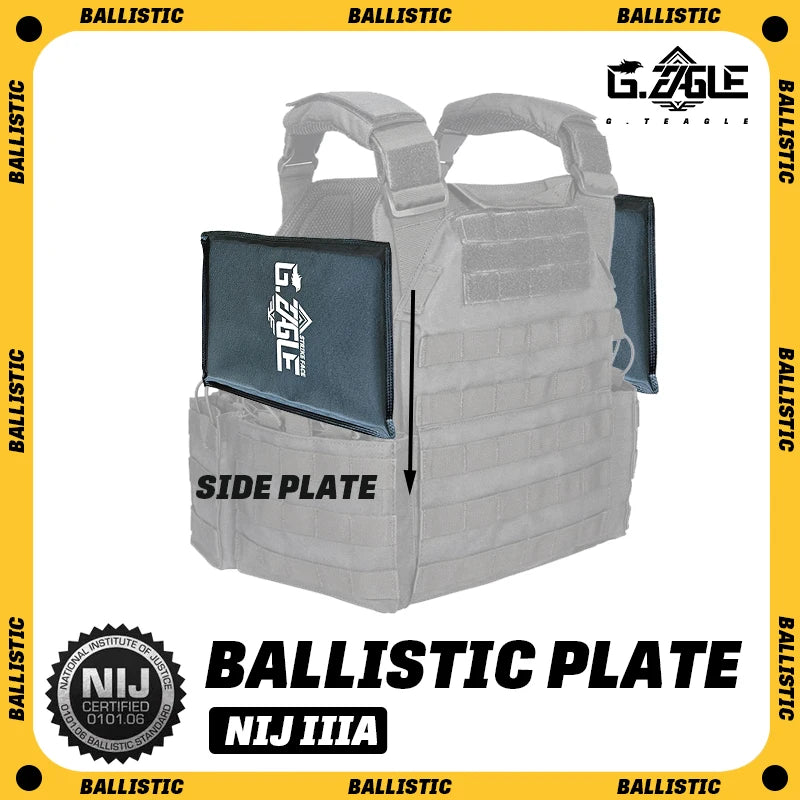 2 Pce Soft Bulletproof Side Plate 6x6/6x8 Inch NIJ IIIA Universal Fit for Side Armor Plate Carriers Ballistic Protection