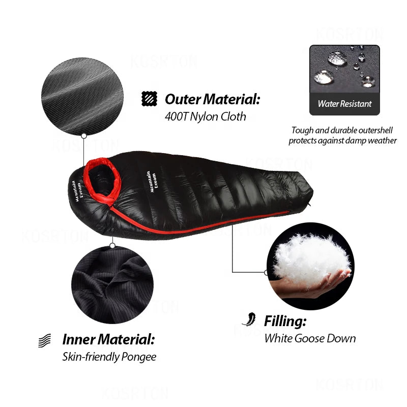 Adult Winter down Sleeping Bag Mummy Style Warm White Goose down for Comfortable Temperature Scale -10℃~-20℃ Nylon Fabric