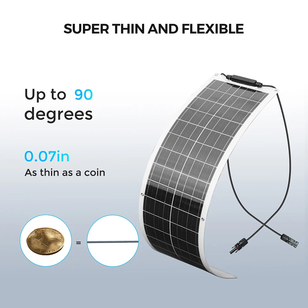 WUZECK Flexible Solar Panel kit 50 Watt  PV Module 100 Watt 12V 24V