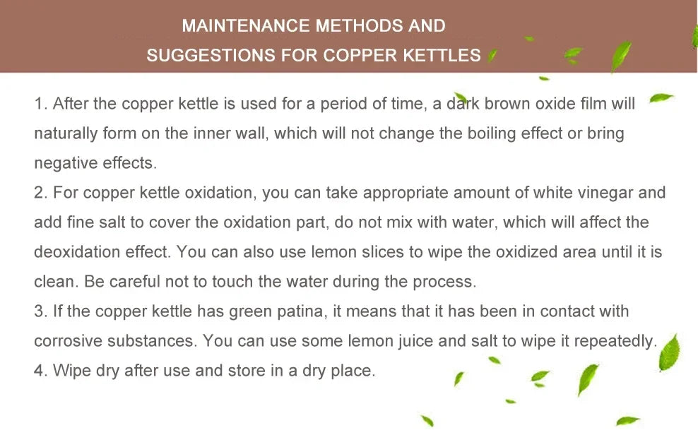 600/1200/1600ml Pure Copper Boiling Tea Kettle