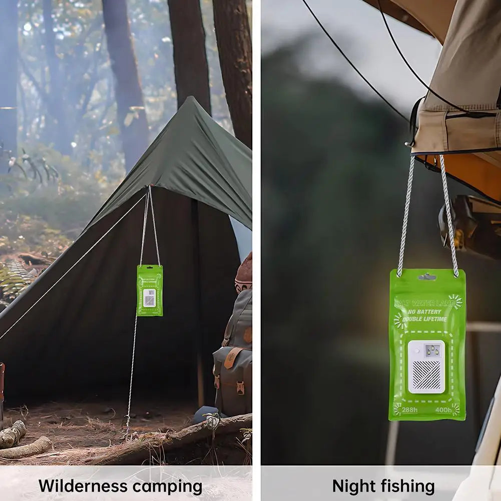 1/2pcs Salt Water Lamp No Batteries 2 Light Modes 400 Hours Water Lamp Light Bag Camping Essentials 3 LED 50 Lumen Reusable