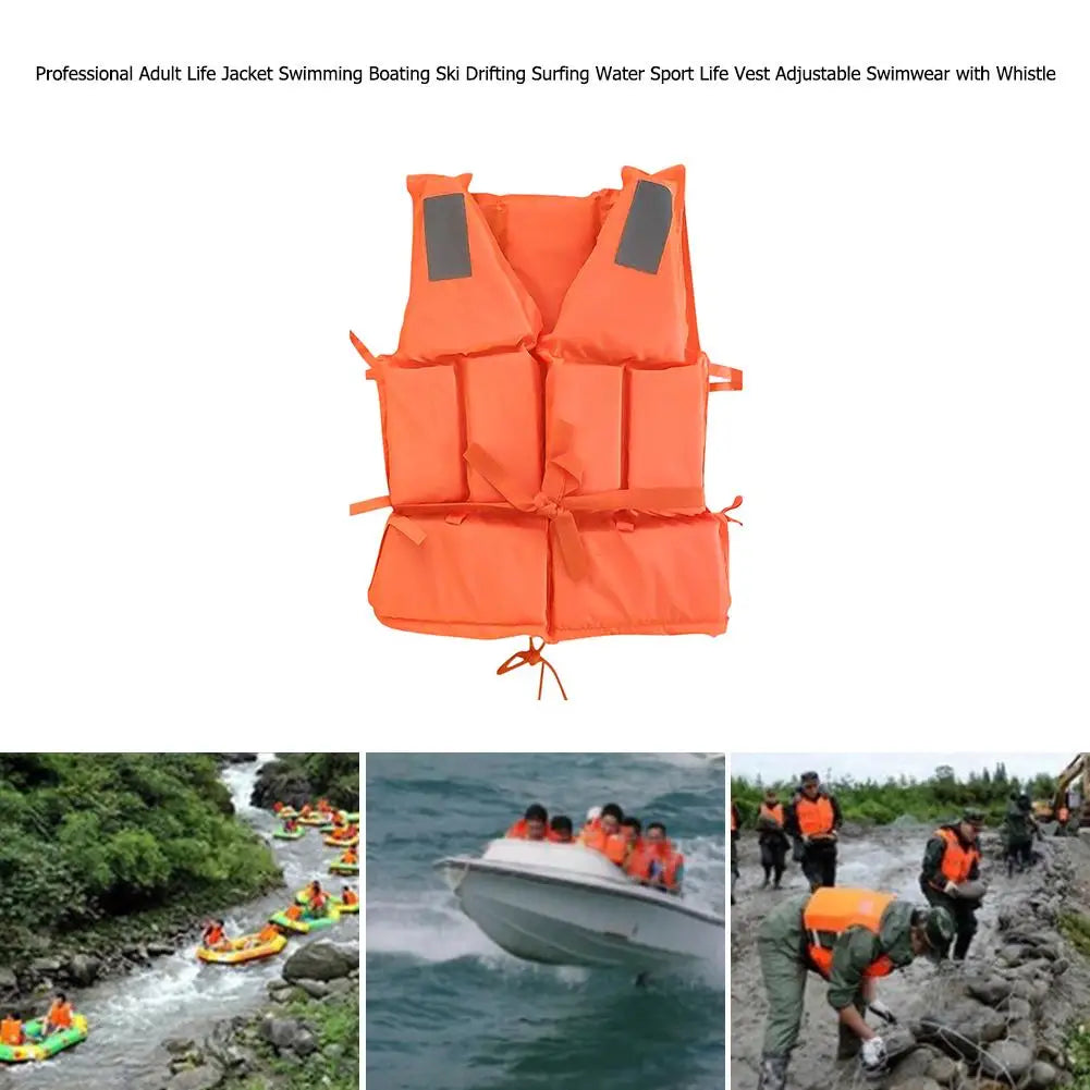 Adult Safety Vest Water Buoyancy Jacket with Whistle for Swimming Water Sports Life Jacket for Skiing And Driving