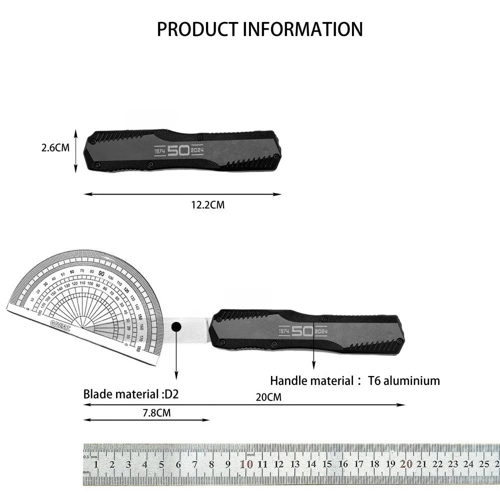 Tactical Knife D2 Steel Blade T6 Aluminum for outdoor camping