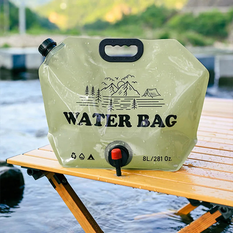 Camping Water Bag Outdoor Hiking Folding Water Bucket Bag Tank with Faucet Tap 8L Large Capacity Water Container Camping Supplie