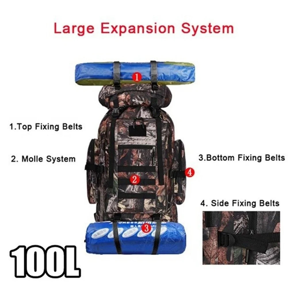 80L/100L  Mountaineering Bag Climb Bag Tactical Large Backpack Outdoors