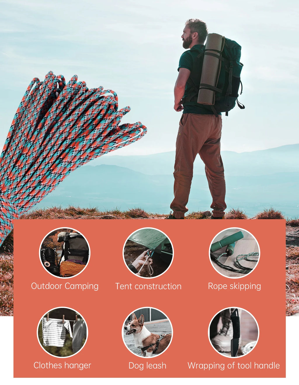 1pcs 550 Paracord Parachute Cord