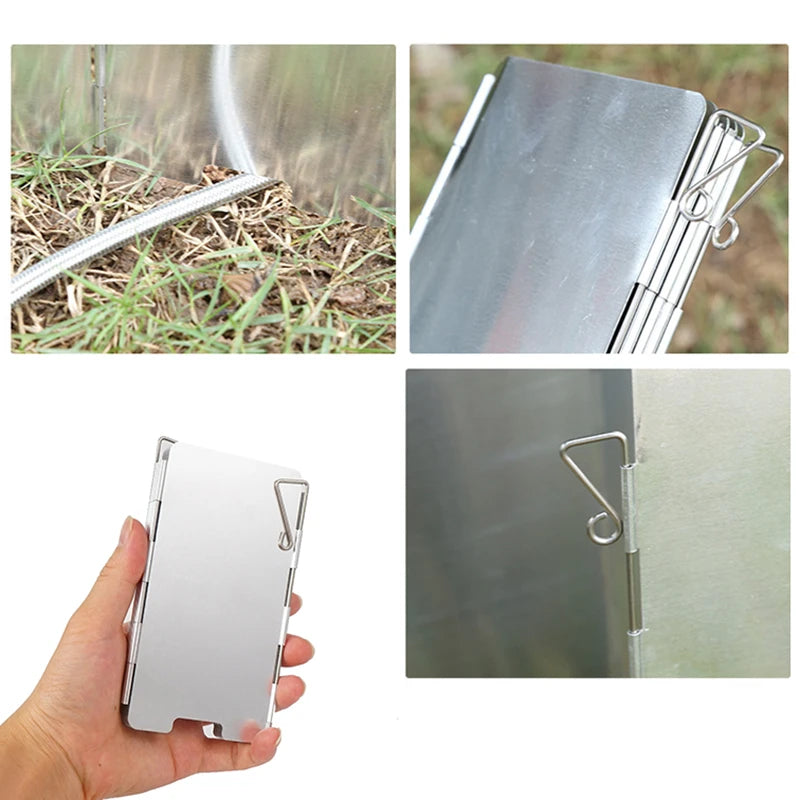 Outdoor Stove Wind Shield Camping Windscreen 9 Plates Foldable Gas Cookers