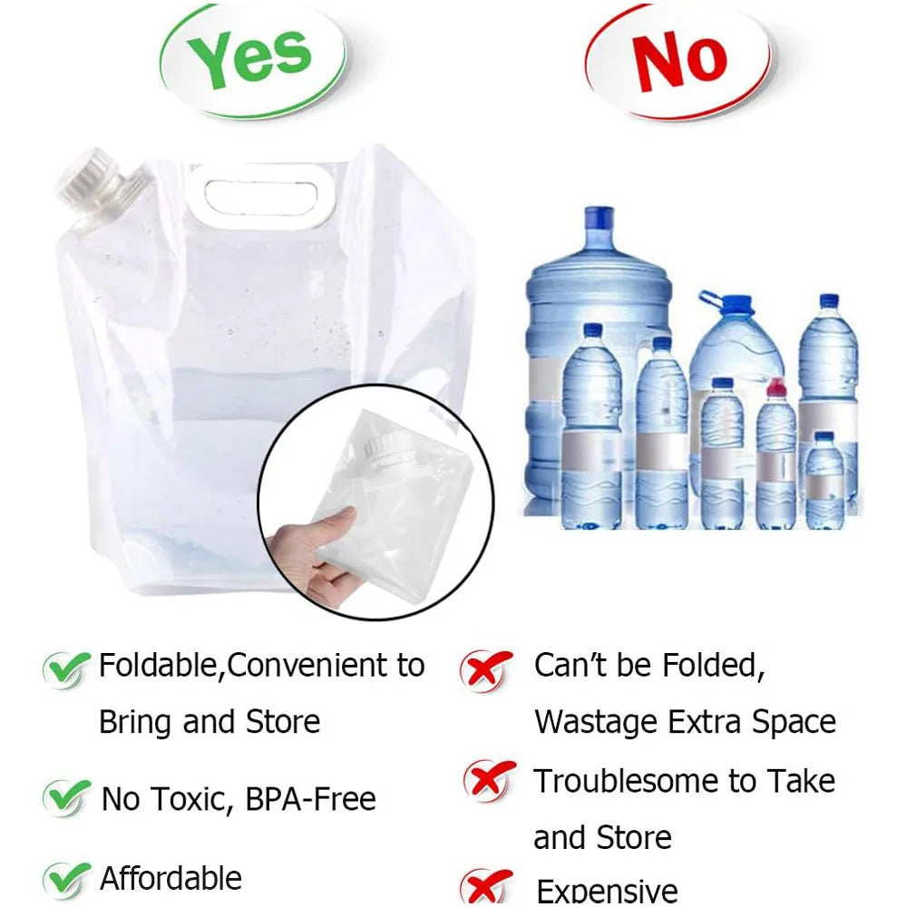 5L Portable Water Bag Folding Bucket Storage Water Container Jug