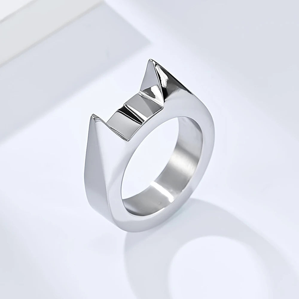 Creativity Fashion 316L Stainless Steel Cat Ears Ring for Men & Women