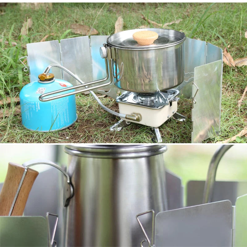 Outdoor Stove Wind Shield Camping Windscreen 9 Plates Foldable Gas Cookers
