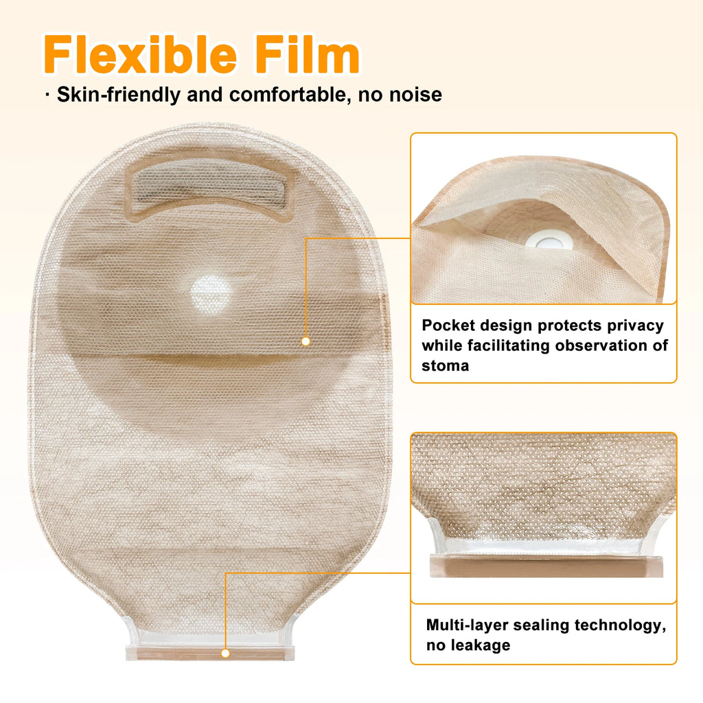 20pcs One Piece Colostomy Bags with Hoop and Look Ostomy Bags for Ostomy Patient