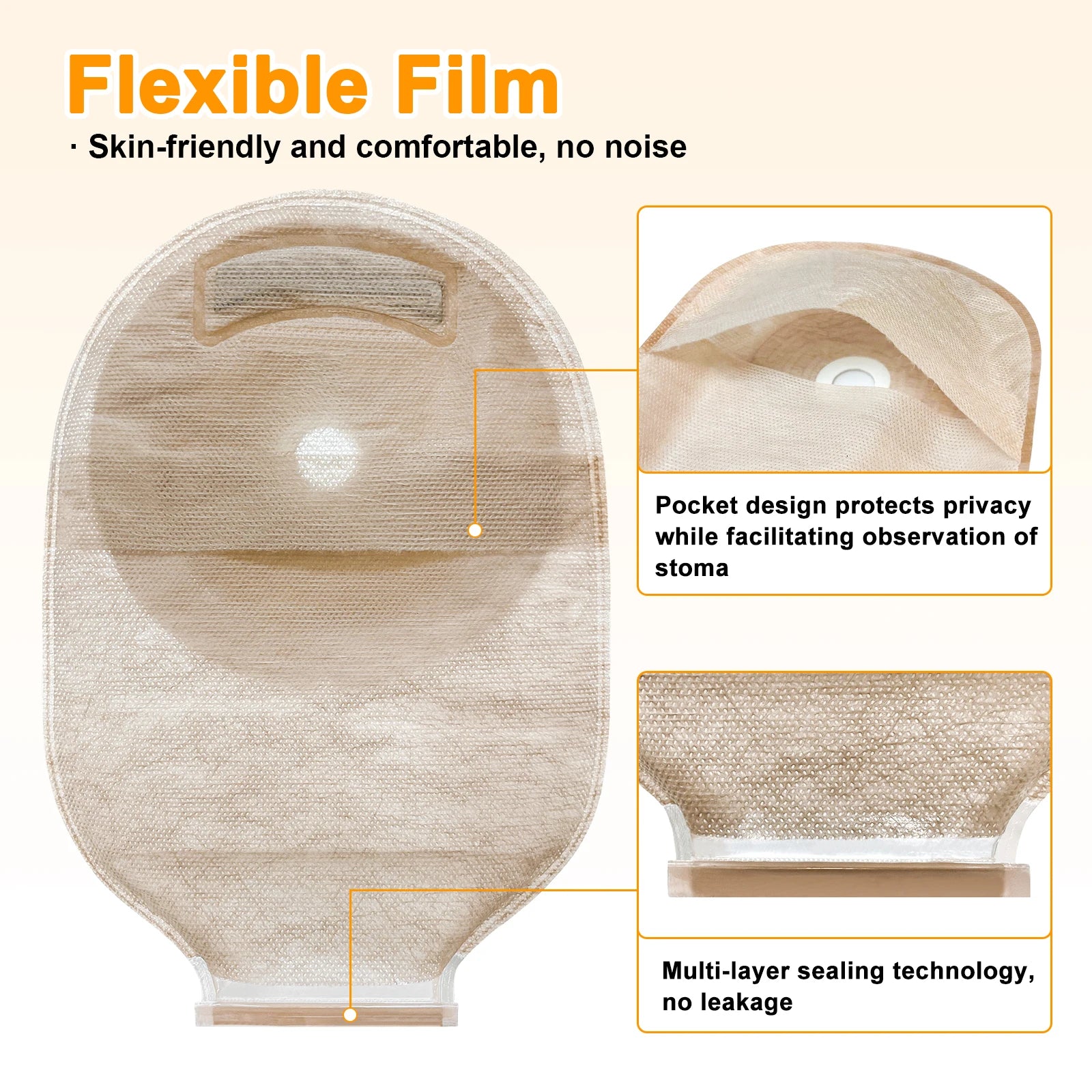 20pcs One Piece Colostomy Bags with Hoop and Look Ostomy Bags for Ostomy Patient