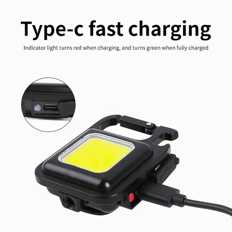 Mini Portable Keychain LED Flashlight USB Rechargeable Multifunctional Camping Lantern with COB Pocket Clip Bright Work Light 1-10Pcs