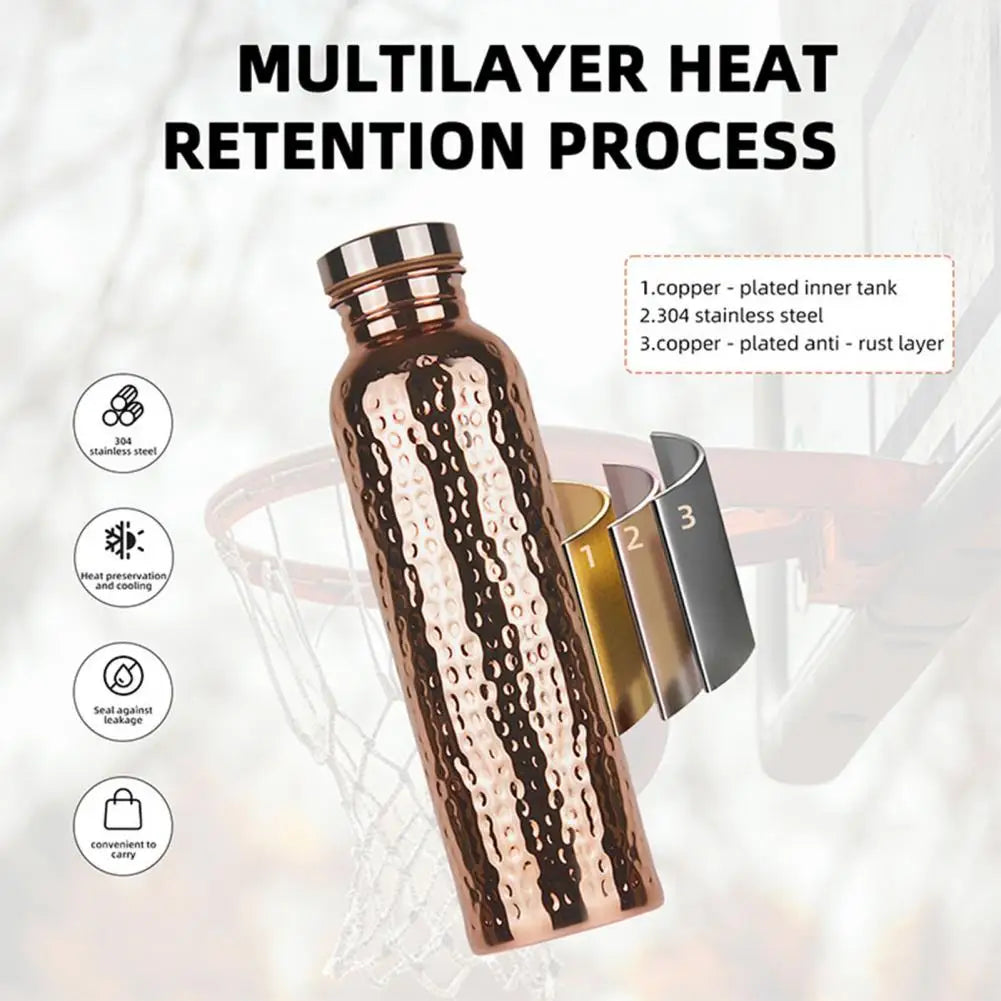 800ML Copper Drinking Bottle Hammer Pattern