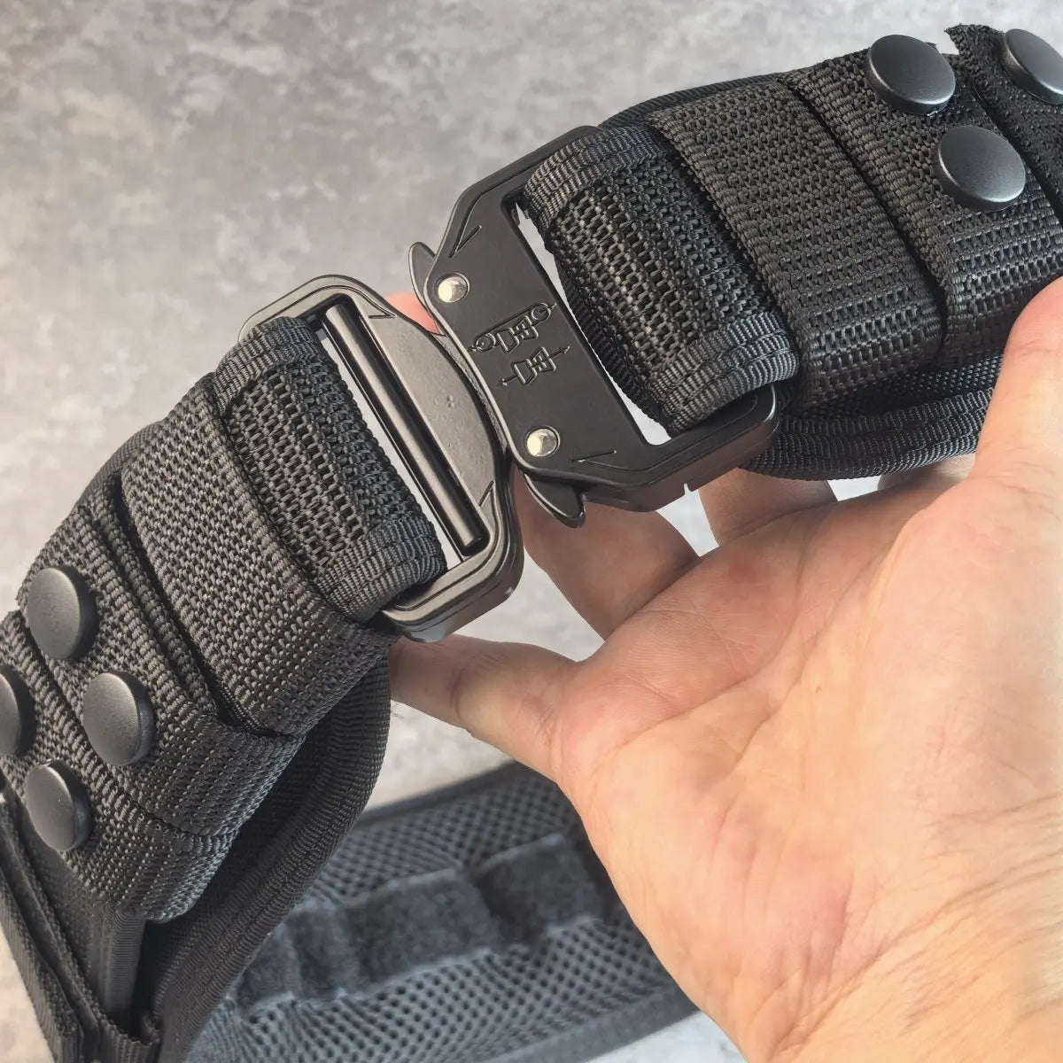 Men's Tactical Hard Waistband with Alloy Buckle Multifunctional Training Belt Extended Armed Workwear Black Solid Spring-Fall