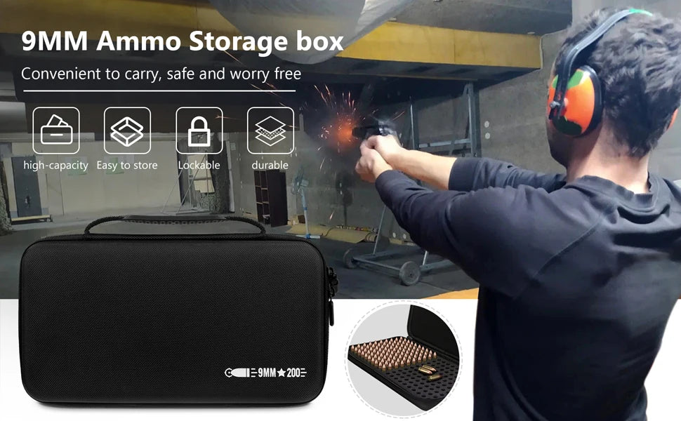 200 Rounds 9mm Ammo Storage Case