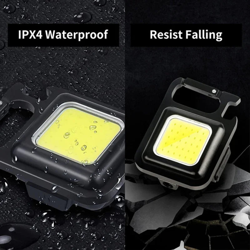 Mini Portable Keychain LED Flashlight USB Rechargeable Multifunctional Camping Lantern with COB Pocket Clip Bright Work Light 1-10Pcs