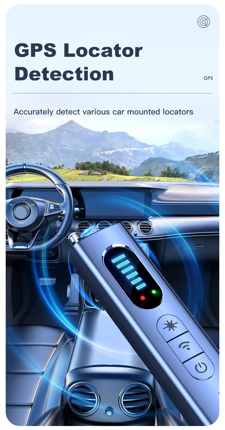 Anti-Spy Car GPS Tracker Hidden Camera Detector RF Wireless Signal Scanner Bug Detection Gadget for Security Protection