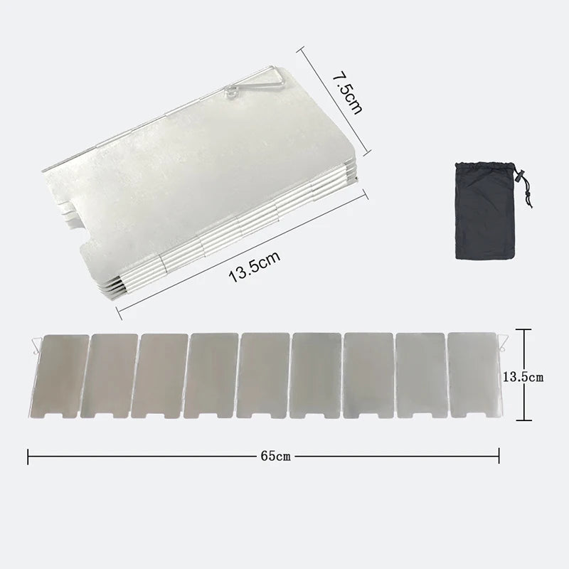 Outdoor Stove Wind Shield Camping Windscreen 9 Plates Foldable Gas Cookers