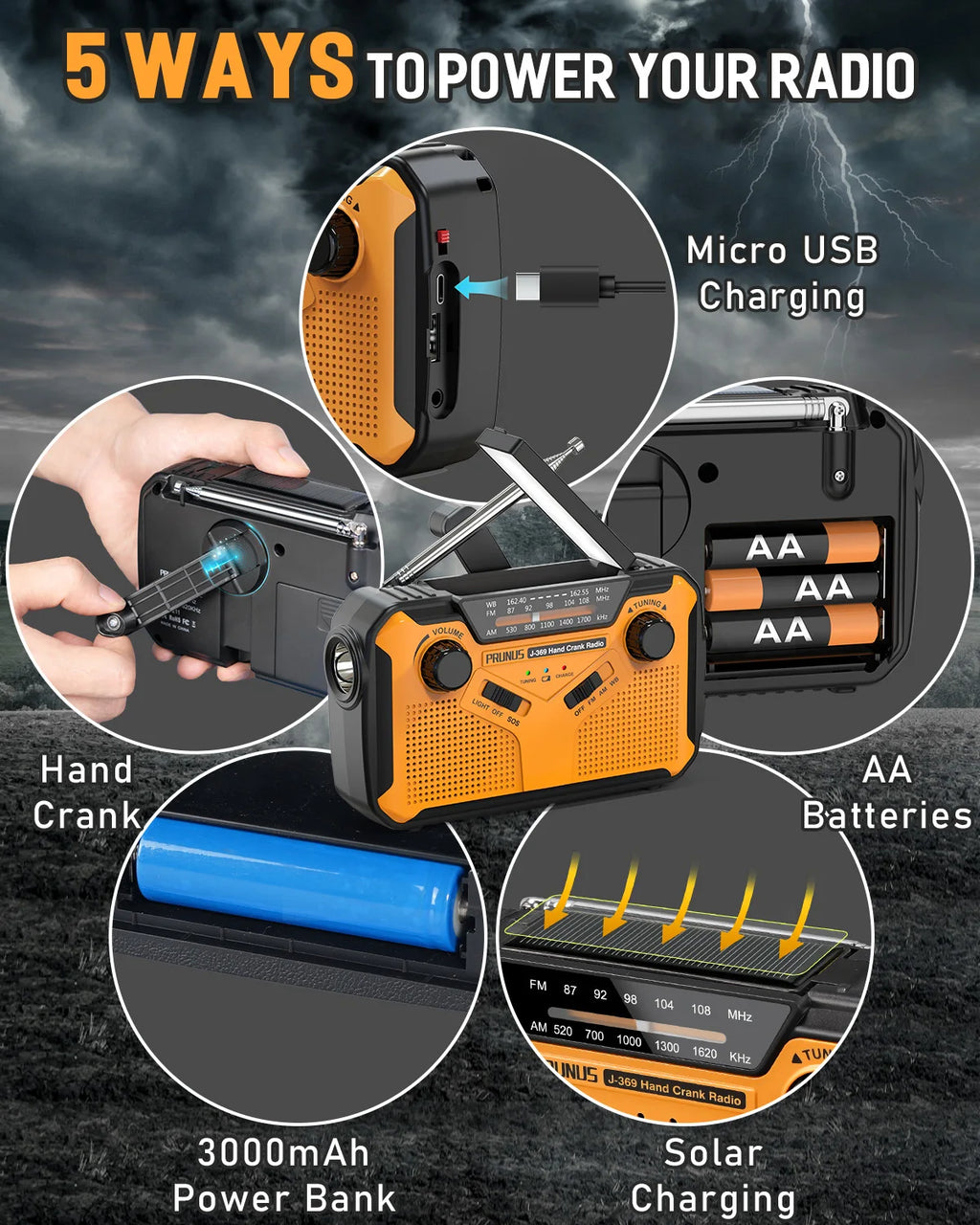 Solar Power Radio Hand Crank Charging