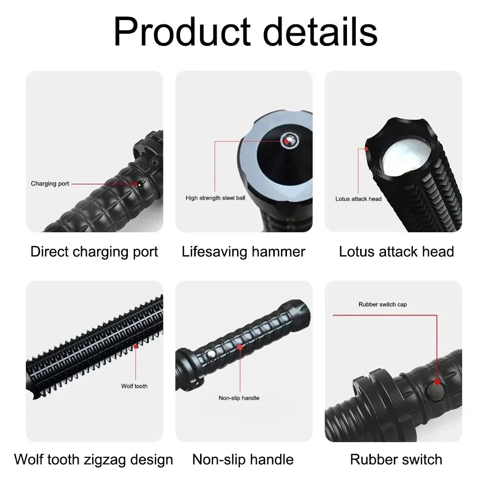 Baseball Bat LED Flashlight  Super Bright Self Defense Mace