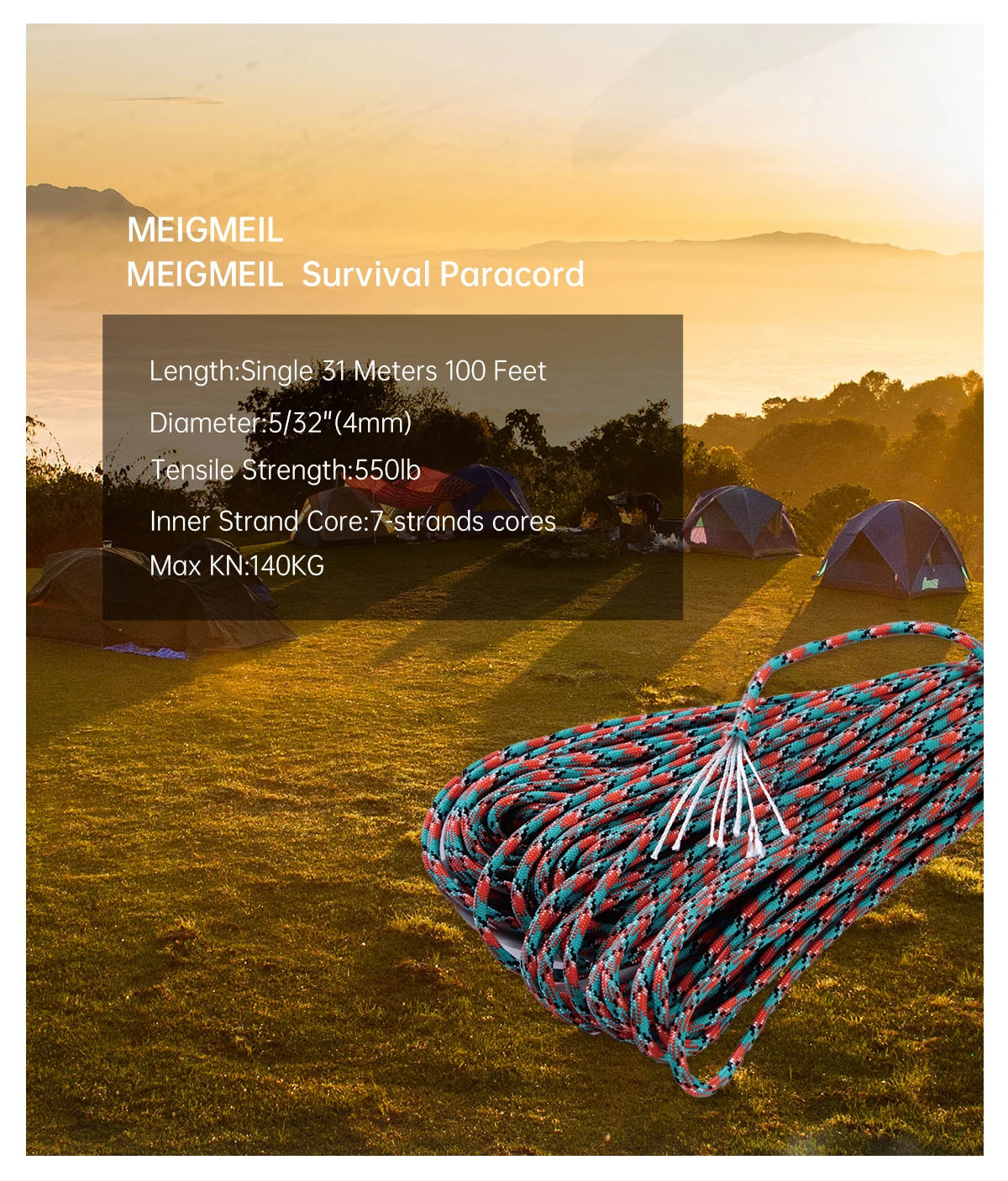 1pcs 550 Paracord Parachute Cord