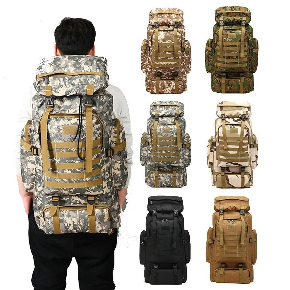 80L/100L  Mountaineering Bag Climb Bag Tactical Large Backpack Outdoors