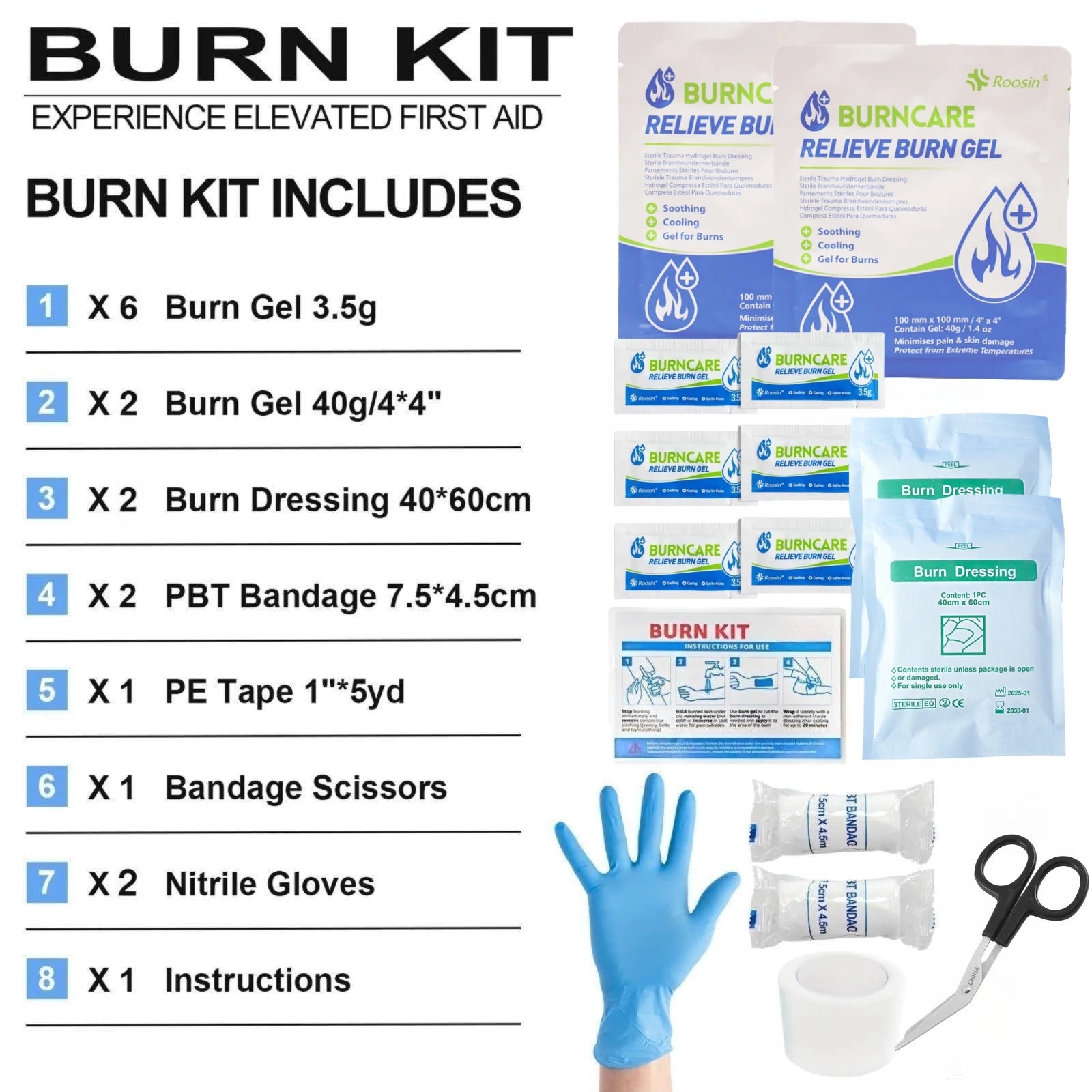 Professional Burn Care Kit with Advanced Dressings Cream