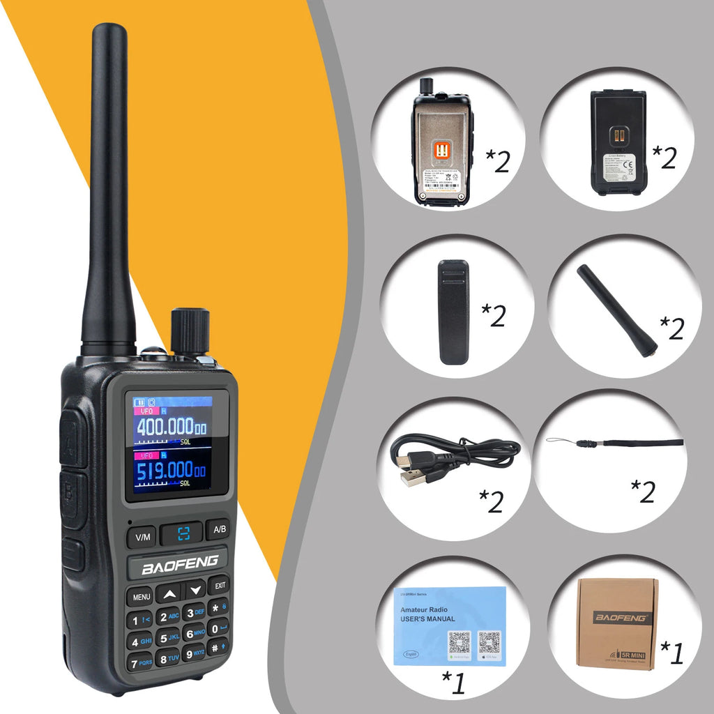 2PCS/Pack Baofeng UV-5R Mini Dual Band Dual PTT Walkie Talkie