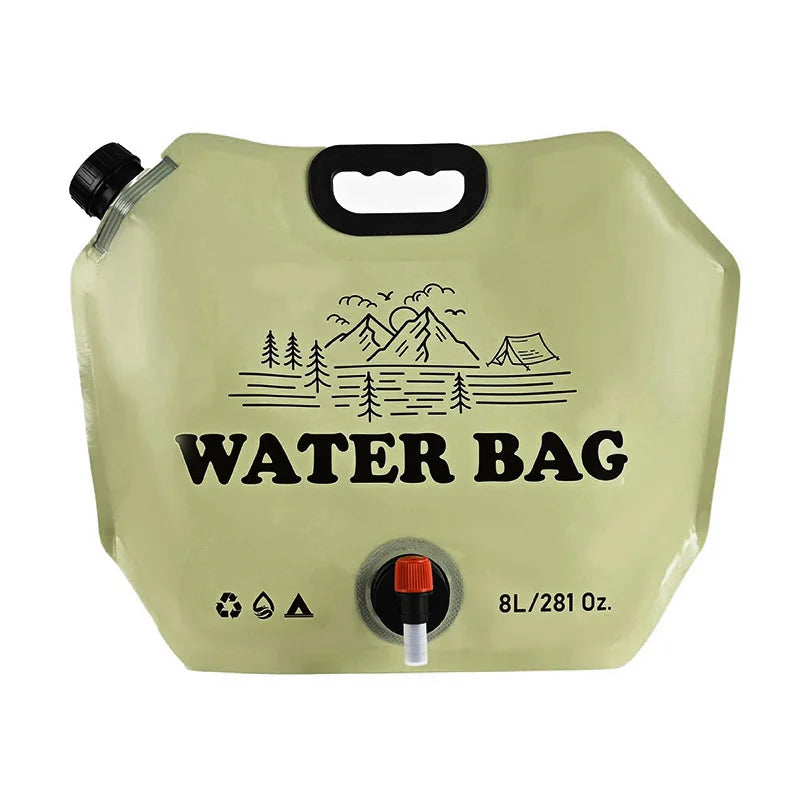 Camping Water Bag Outdoor Hiking Folding Water Bucket Bag Tank with Faucet Tap 8L Large Capacity Water Container Camping Supplie