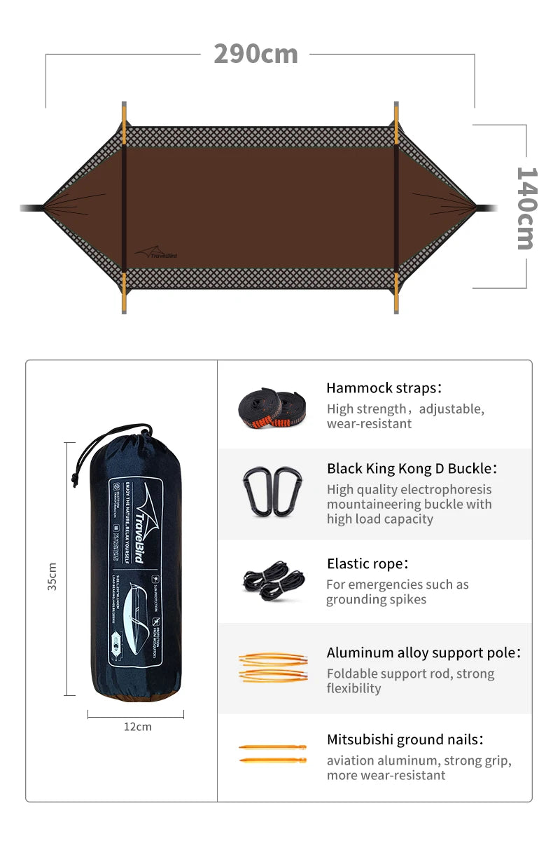 Outdoor Large Hammock with Mosquito Net 2 Person