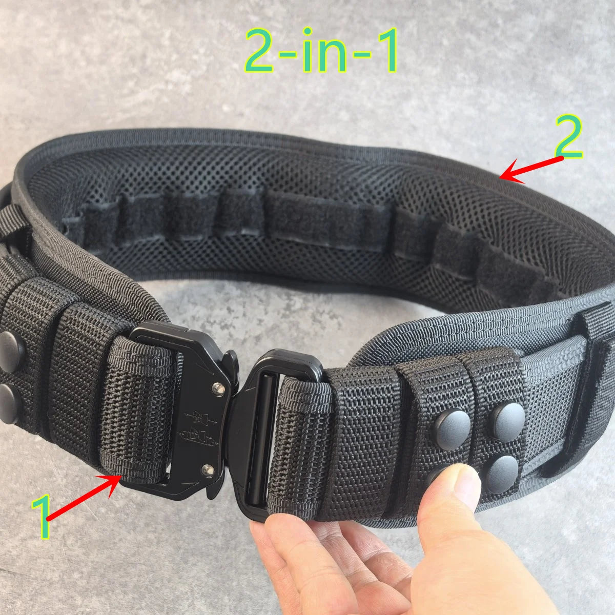 Men's Tactical Hard Waistband with Alloy Buckle Multifunctional Training Belt Extended Armed Workwear Black Solid Spring-Fall