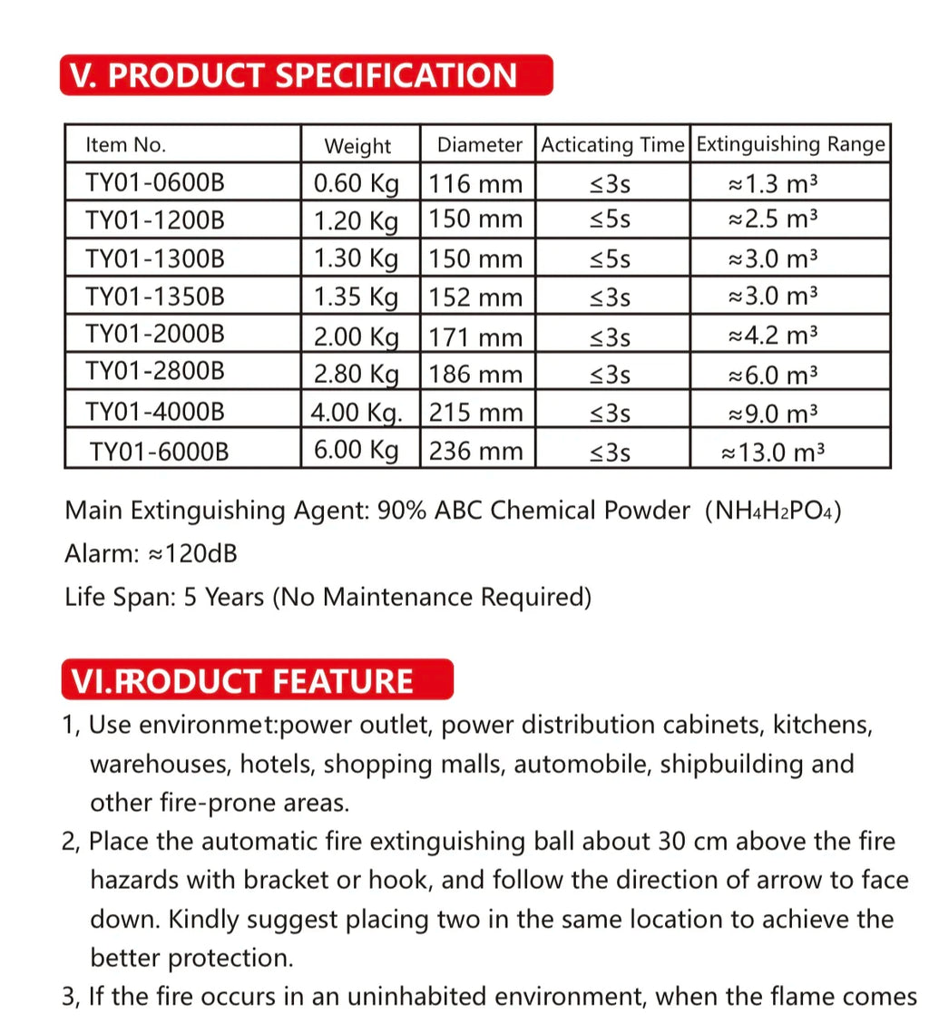 Fire Extinguisher Ball Automatic Dry Powder