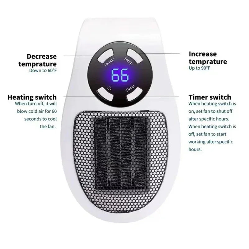 350W Portable Wall Mounted Heater with Remote Control