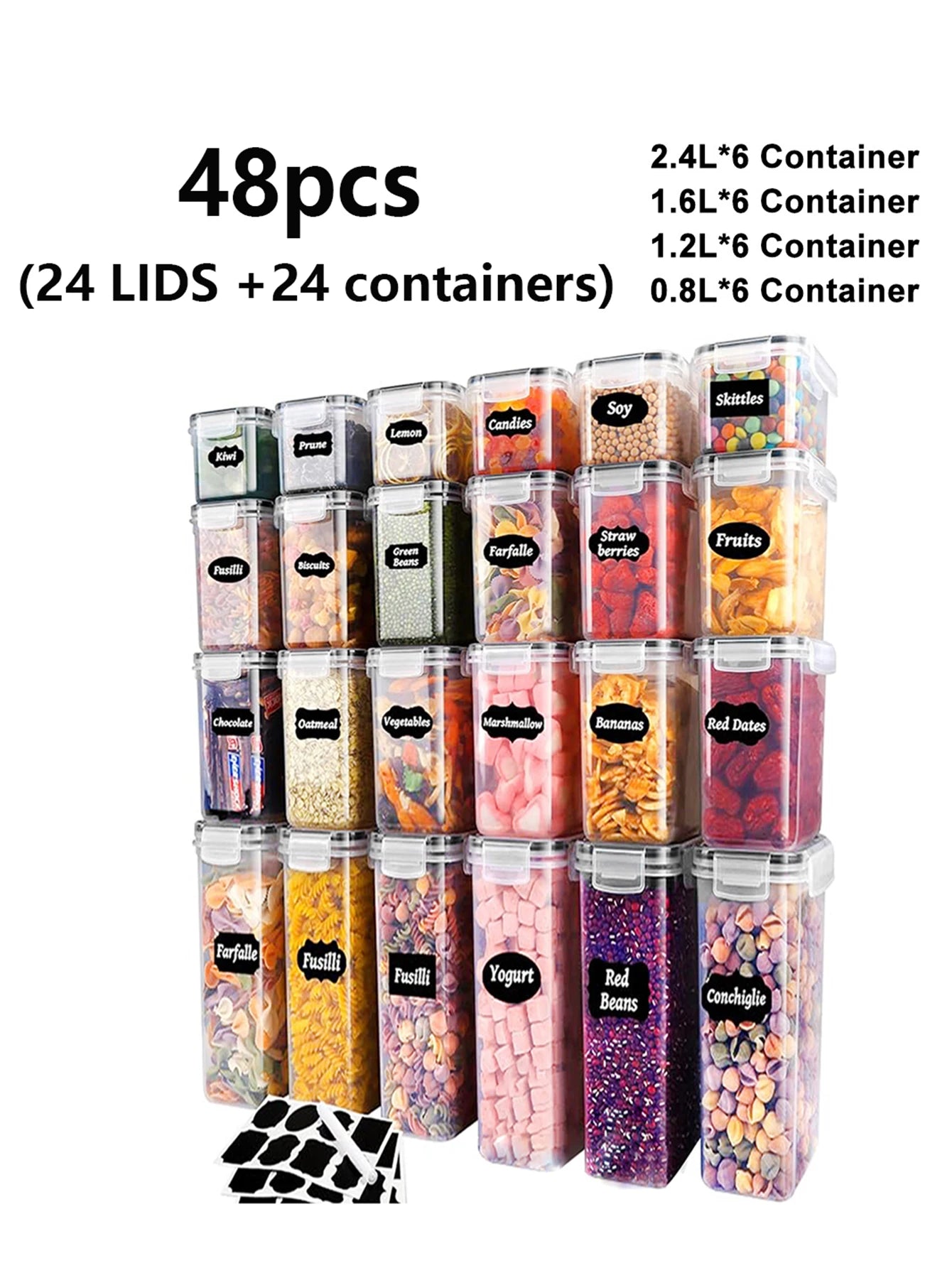 48pcs,Sealed food storage containers