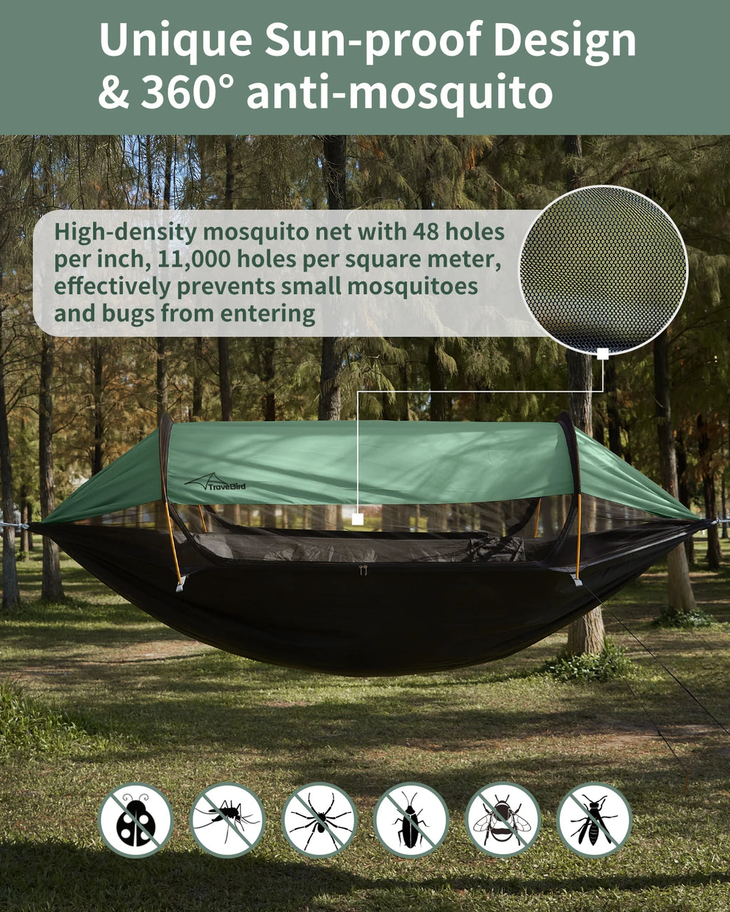 Outdoor Large Hammock with Mosquito Net 2 Person