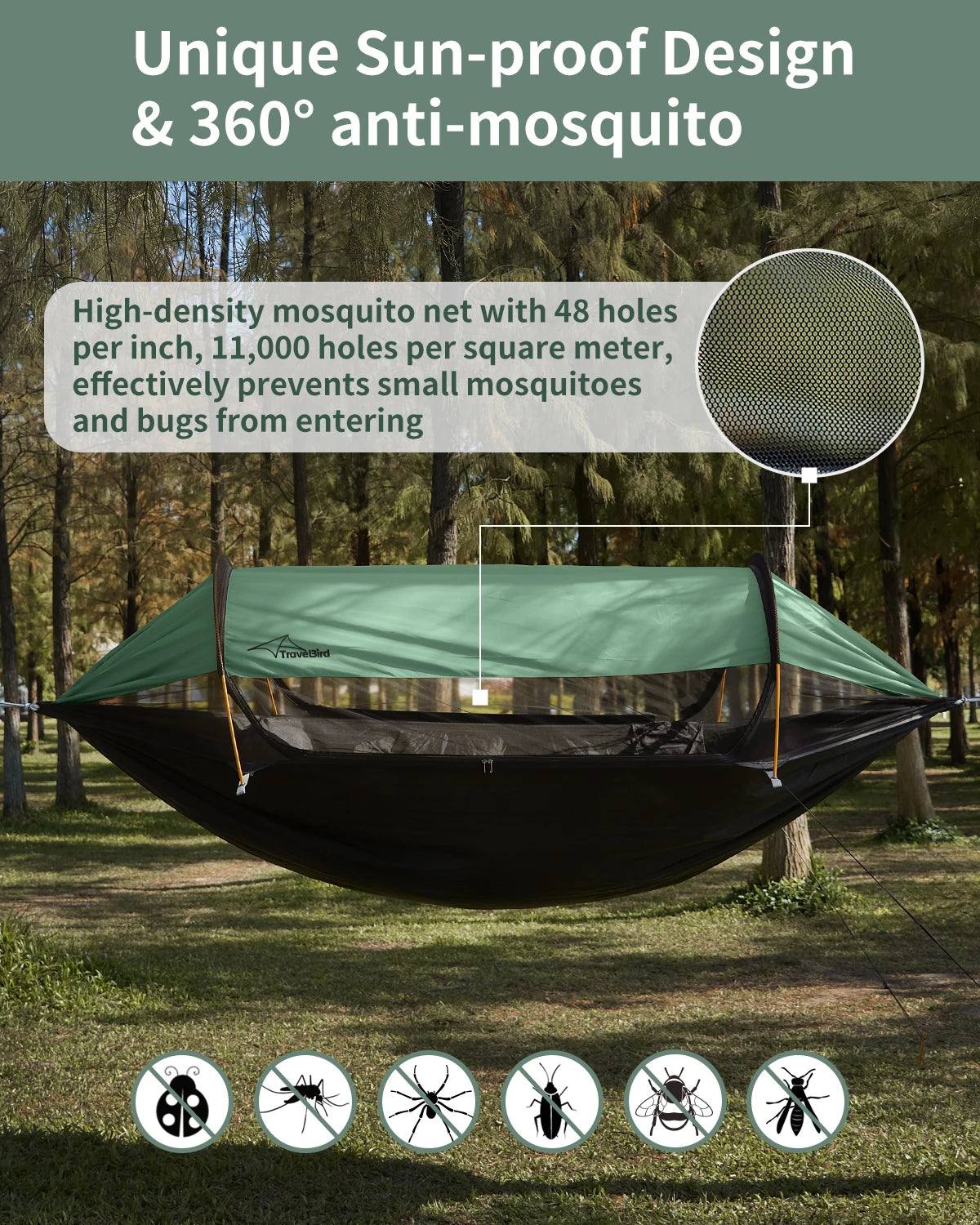 Outdoor Large Hammock with Mosquito Net 2 Person