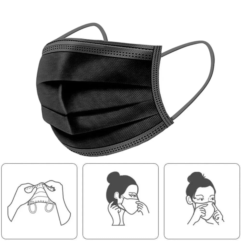 10-600pcs mask Disposable black face masks